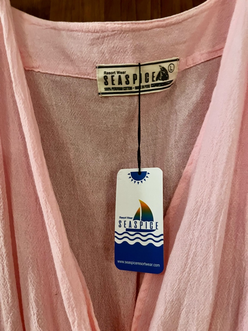 NEW Pink Peruvian Cotton Mini Dress/Beach Cover by Seaspice Size L - Picture 6 of 12